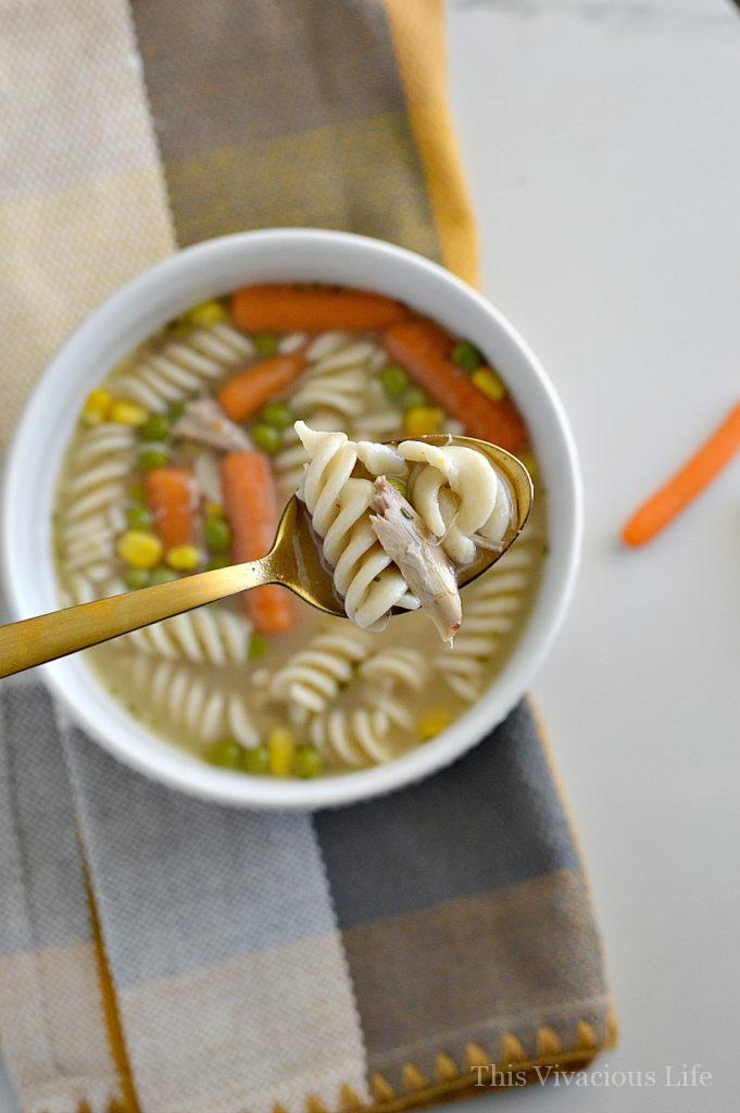 This gluten-free chicken noodle soup is the best recipe around. It is homemade and oh so delicious!