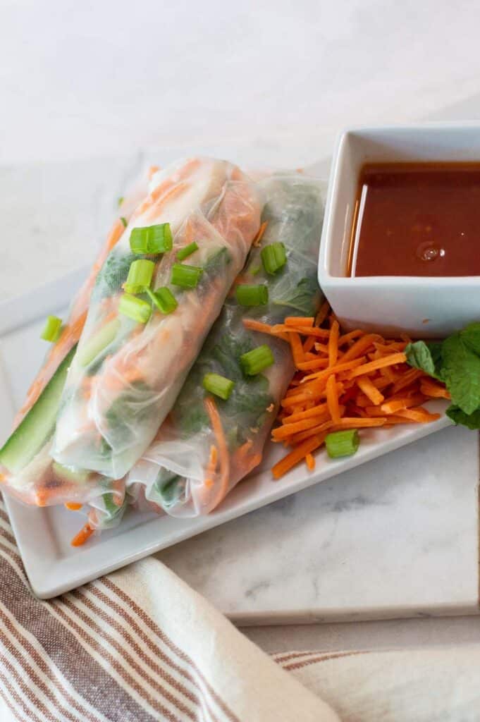 gluten free spring rolls stacked