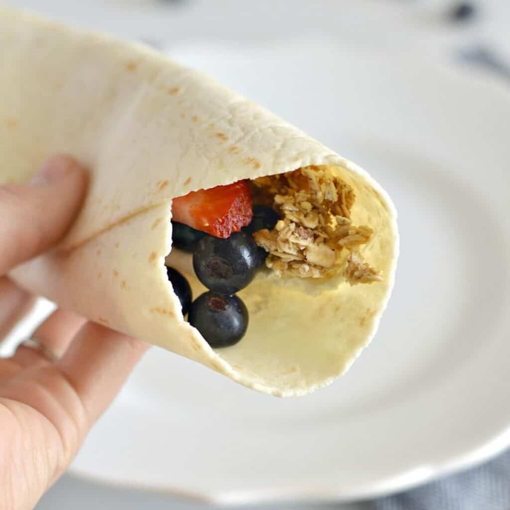 tortilla wrapped in a hand