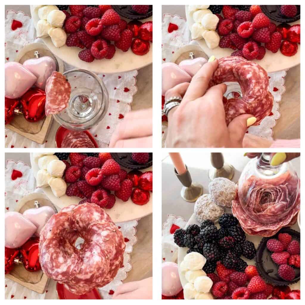 Charcuterie Rose step by step picture collage