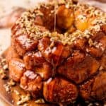 gluten free monkey bread with syrup drizzling