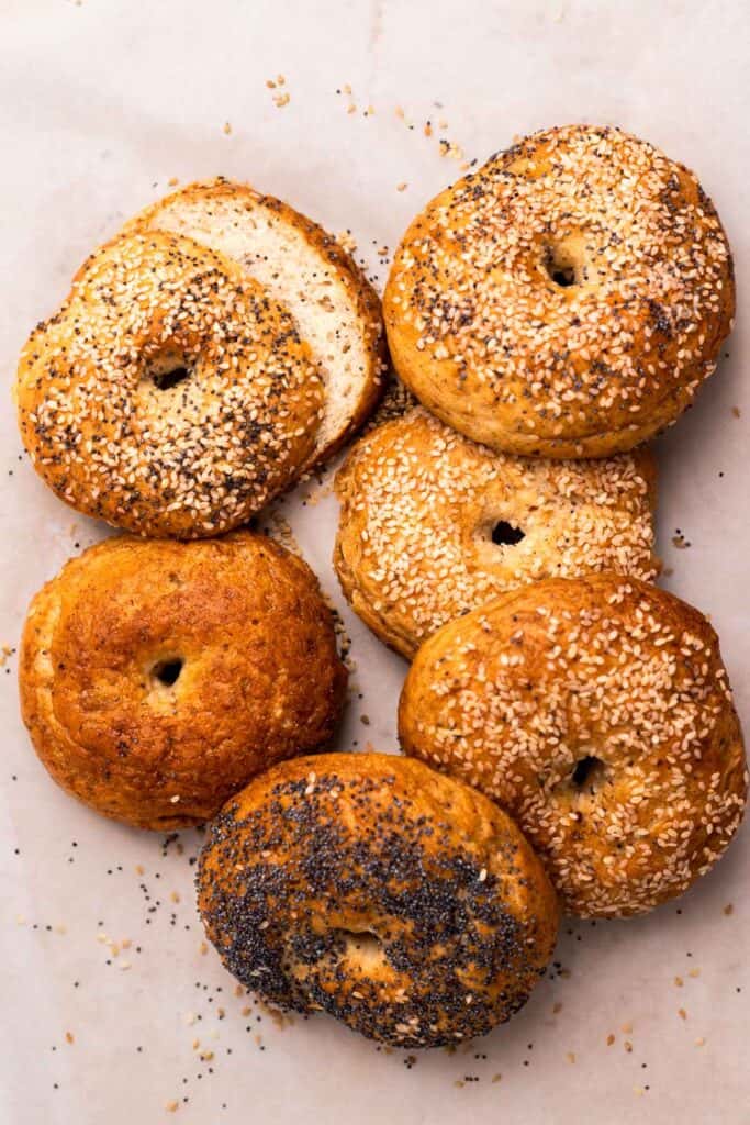 Gluten Free Bagels sliced and sitting next to each other